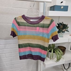 Stripe Open Weave Sweater